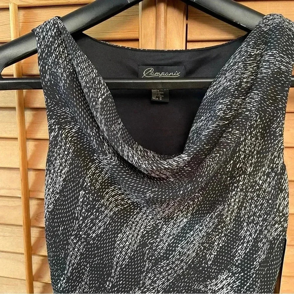 Componix Women’s Sleeveless Cowl Neck Shift Dress Size 10 Black White Cocktail - Picture 11 of 12